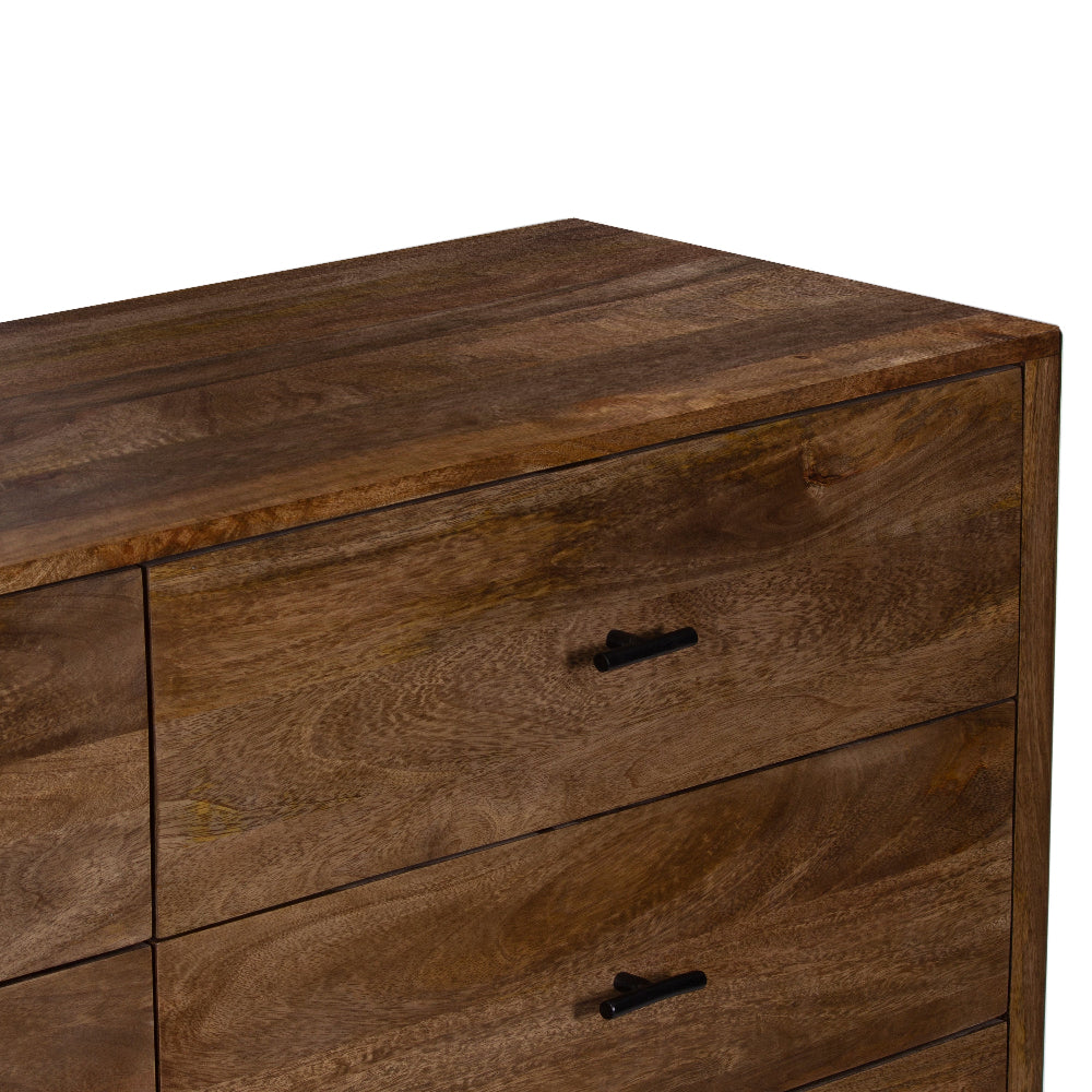 Tao 6 Drawers Dresser, Mango Wood, Walnut Finish, 60" By The Urban Port