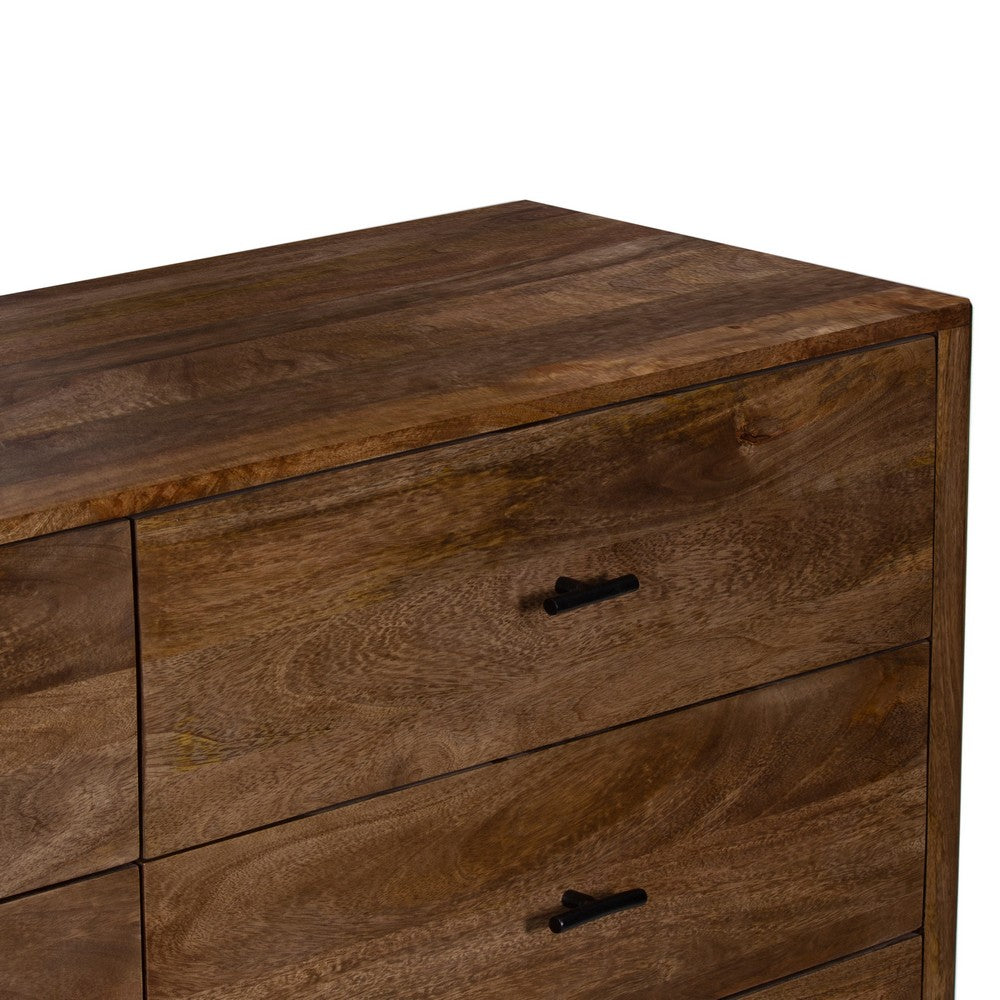 Tao 6 Drawers Dresser, Mango Wood, Walnut Finish, 60" By The Urban Port