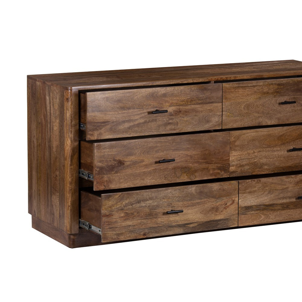 Tao 6 Drawers Dresser, Mango Wood, Walnut Finish, 60" By The Urban Port