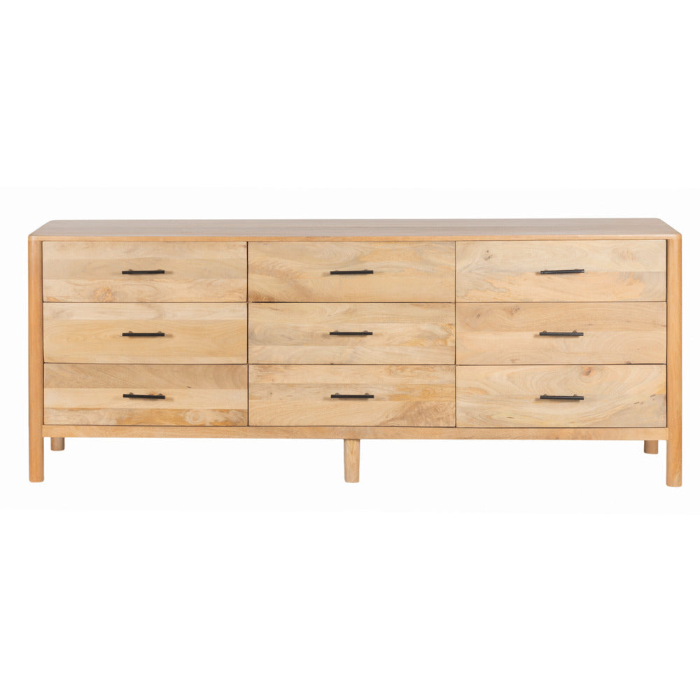 Geti Dresser 9 Drawers 84 Inch Wide Handcrafted Natural Oak White Mango Wood By The Urban Port