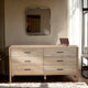 Geti 6 Drawers 66 Inch Wide Dresser Handcrafted Natural Oak White Mango Wood Black Handles By The Urban Port