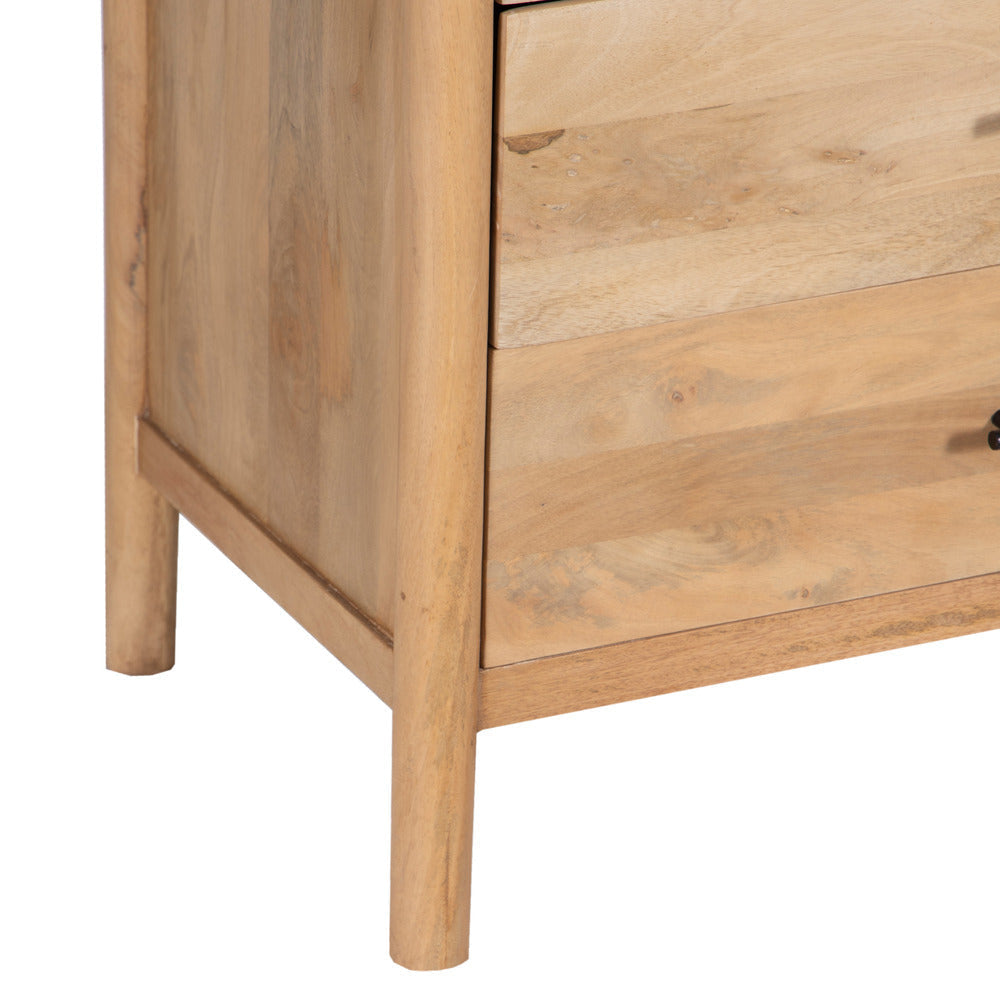Geti 6 Drawers 66 Inch Wide Dresser Handcrafted Natural Oak White Mango Wood Black Handles By The Urban Port
