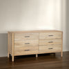 Geti 6 Drawers 66 Inch Wide Dresser Handcrafted Natural Oak White Mango Wood Black Handles By The Urban Port