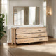 Geti 6 Drawers 66 Inch Wide Dresser Handcrafted Natural Oak White Mango Wood Black Handles By The Urban Port