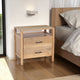 Geti 29 Inch Bedside Nightstand Table, Handcrafted Natural Oak White Mango Wood, 2 Drawer, Open Shelf By The Urban Port