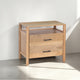 Geti 29 Inch Bedside Nightstand Table Handcrafted Natural Oak White Mango Wood 2 Drawer Open Shelf By The Urban Port