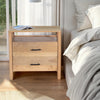 Geti 29 Inch Bedside Nightstand Table Handcrafted Natural Oak White Mango Wood 2 Drawer Open Shelf By The Urban Port