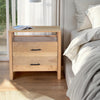 Geti 29 Inch Bedside Nightstand Table Handcrafted Natural Oak White Mango Wood 2 Drawer Open Shelf By The Urban Port