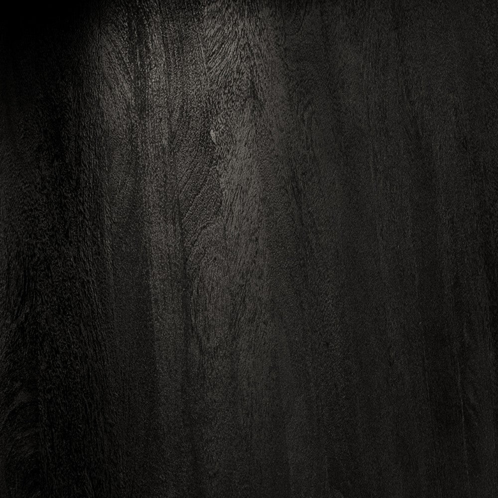 Jano Dining Table 79 Inch Oblong Top with Tapered Pedestal Base Sandblasted Black Mango Wood By The Urban Port UPT-326513