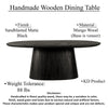 Jano Dining Table 79 Inch Oblong Top with Tapered Pedestal Base Sandblasted Black Mango Wood By The Urban Port UPT-326513