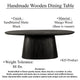 Jano Dining Table 79 Inch Oblong Top with Tapered Pedestal Base Sandblasted Black Mango Wood By The Urban Port UPT-326513