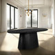 Jano Dining Table 79 Inch Oblong Top with Tapered Pedestal Base Sandblasted Black Mango Wood By The Urban Port UPT-326513
