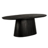 Jano Dining Table 79 Inch Oblong Top with Tapered Pedestal Base Sandblasted Black Mango Wood By The Urban Port UPT-326513