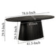 Jano Dining Table 79 Inch Oblong Top with Tapered Pedestal Base Sandblasted Black Mango Wood By The Urban Port UPT-326513