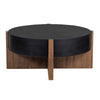 Naufe Coffee Table 41 Inch Round Matte Black Top Brown Cross Panel Legs Mango Wood Frame By The Urban Port UPT-326515