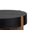 Naufe Coffee Table 41 Inch Round Matte Black Top Brown Cross Panel Legs Mango Wood Frame By The Urban Port UPT-326515