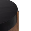 Naufe Coffee Table 41 Inch Round Matte Black Top Brown Cross Panel Legs Mango Wood Frame By The Urban Port UPT-326515