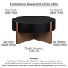 Naufe Coffee Table 41 Inch Round Matte Black Top Brown Cross Panel Legs Mango Wood Frame By The Urban Port UPT-326515