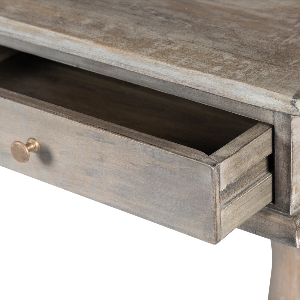 Aurice Writing Desk with Classic Turned Legs 59 Inch Farmhouse Antique Graywash Mango Wood By The Urban Port UPT-326516
