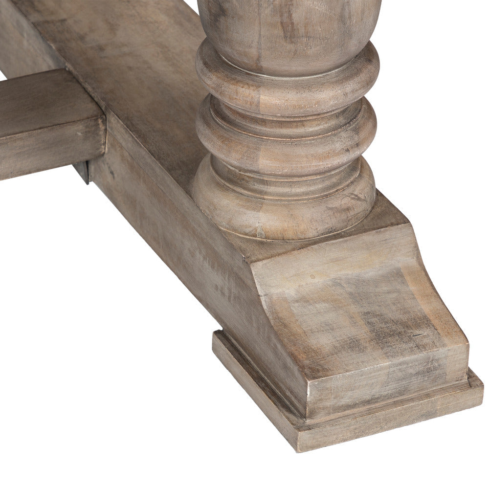 Aurice Writing Desk with Classic Turned Legs 59 Inch Farmhouse Antique Graywash Mango Wood By The Urban Port UPT-326516