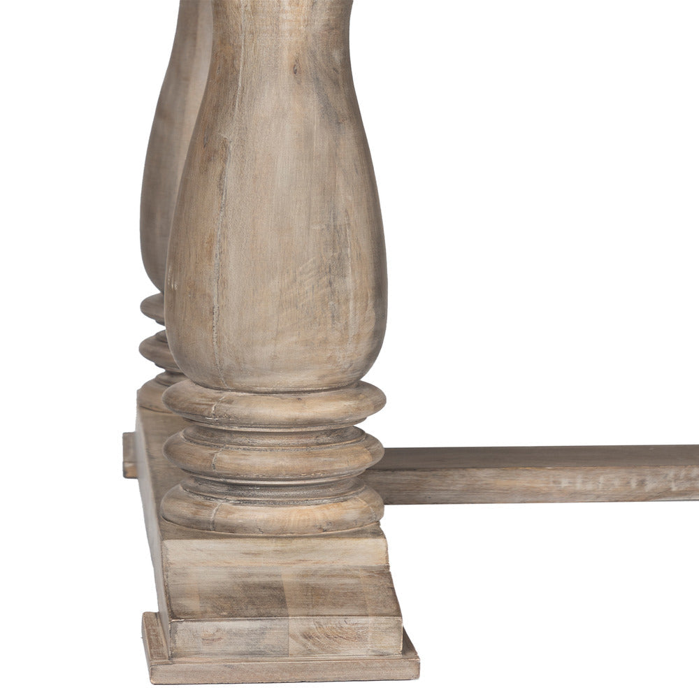 Aurice Writing Desk with Classic Turned Legs 59 Inch Farmhouse Antique Graywash Mango Wood By The Urban Port UPT-326516