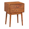 Nali Bedside Nightstand Table 2 Drawers Natural Brown Mango Wood Brass Knobs By The Urban Port