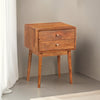 Nali Bedside Nightstand Table 2 Drawers Natural Brown Mango Wood Brass Knobs By The Urban Port
