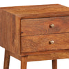 Nali Bedside Nightstand Table 2 Drawers Natural Brown Mango Wood Brass Knobs By The Urban Port