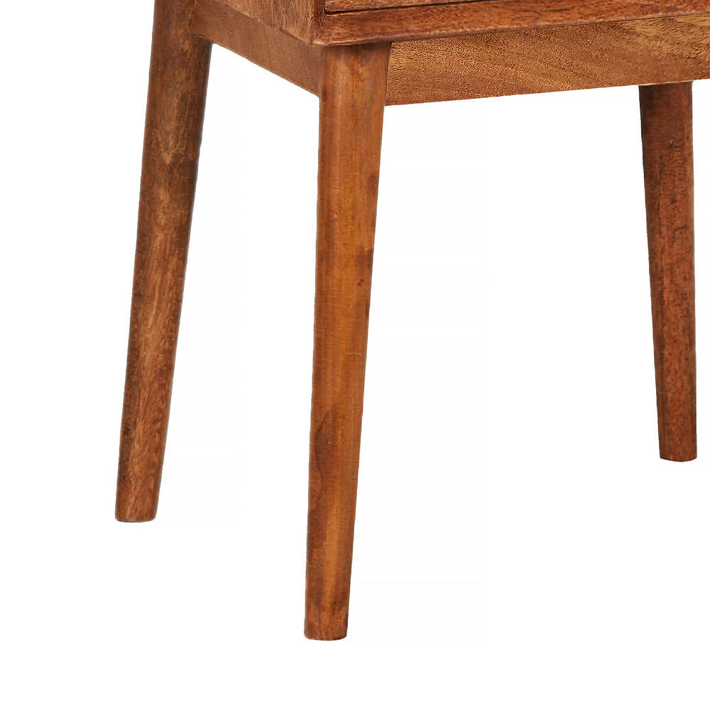 Nali Bedside Nightstand Table 2 Drawers Natural Brown Mango Wood Brass Knobs By The Urban Port