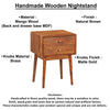Nali Bedside Nightstand Table 2 Drawers Natural Brown Mango Wood Brass Knobs By The Urban Port