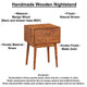 Nali Bedside Nightstand Table 2 Drawers Natural Brown Mango Wood Brass Knobs By The Urban Port