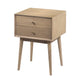Nali Bedside Nightstand Table 2 Drawers Sandblasted Washed Ash White Mango Wood Brass Knobs By The Urban Port