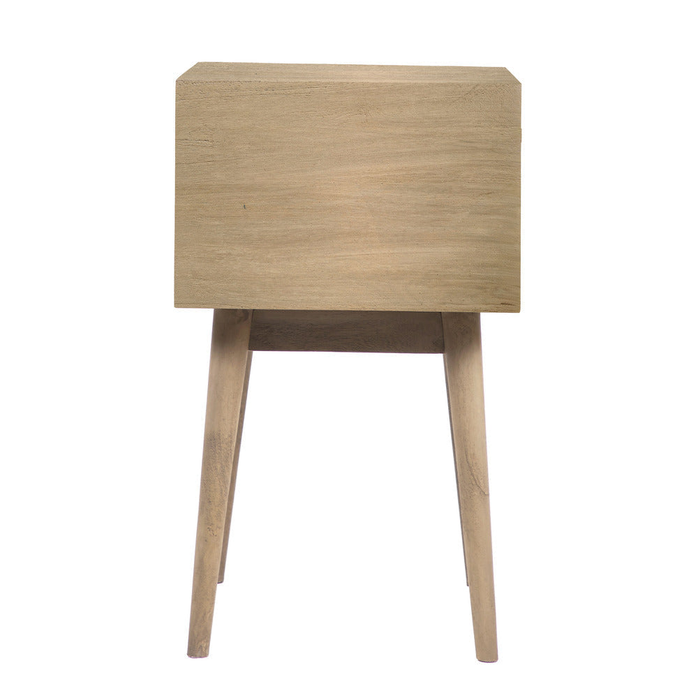 Nali Bedside Nightstand Table 2 Drawers Sandblasted Washed Ash White Mango Wood Brass Knobs By The Urban Port