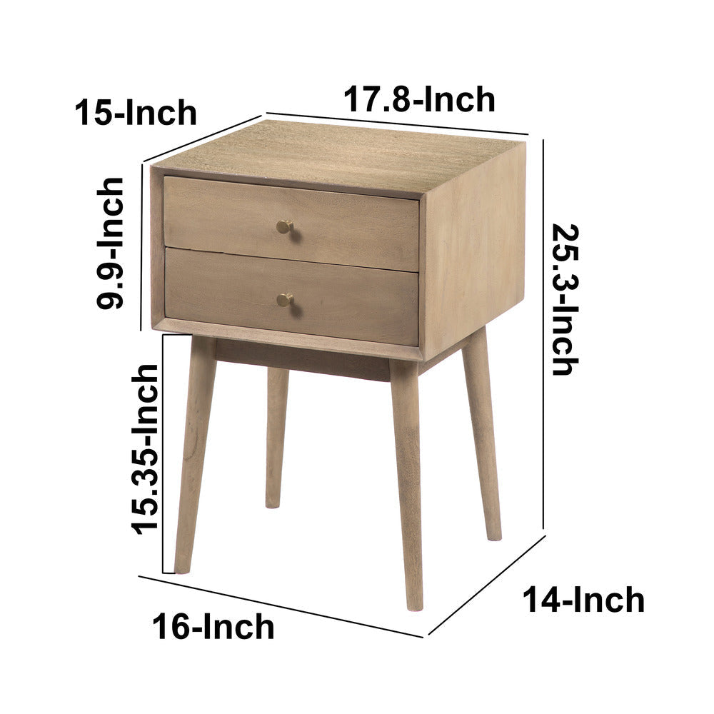Nali Bedside Nightstand Table 2 Drawers Sandblasted Washed Ash White Mango Wood Brass Knobs By The Urban Port