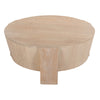 Joana Coffee Table 35 Inch Round Drum Shape with 3 Legs Sandblasted Natural Brown Mango Wood By The Urban Port UPT-326653