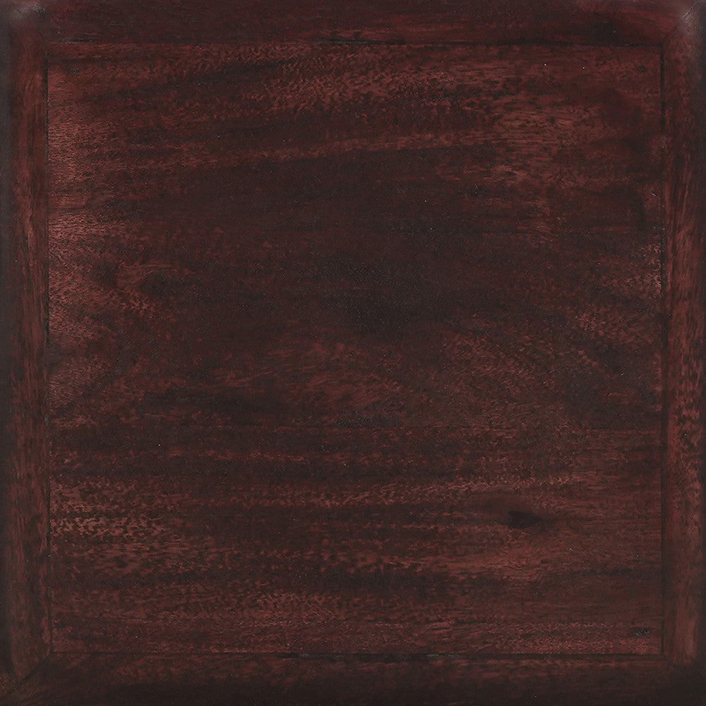 Zyra 18" Side End Table | Sculptural Stacked Design |  Dark Cherry Brown Acacia Wood By The Urban Port