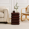 Zyra 18" Side End Table | Sculptural Stacked Design |  Dark Cherry Brown Acacia Wood By The Urban Port