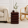 Zyra 18" Side End Table | Sculptural Stacked Design |  Dark Cherry Brown Acacia Wood By The Urban Port