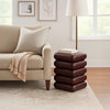 Zyra 18" Side End Table | Sculptural Stacked Design |  Dark Cherry Brown Acacia Wood By The Urban Port