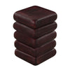 Zyra 18" Side End Table | Sculptural Stacked Design |  Dark Cherry Brown Acacia Wood By The Urban Port