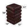 Zyra 18" Side End Table | Sculptural Stacked Design |  Dark Cherry Brown Acacia Wood By The Urban Port