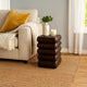 Zyra 18" Side End Table | Sculptural Stacked Design |  Dark Cherry Brown Acacia Wood By The Urban Port