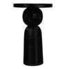 Tia 12 Inch Round Side End Table with Turned Pedestal Base, Mango Wood in Matte Black Finish By The Urban Port