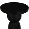 Tia 12 Inch Round Side End Table with Turned Pedestal Base, Mango Wood in Matte Black Finish By The Urban Port