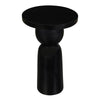 Tia 12 Inch Round Side End Table with Turned Pedestal Base, Mango Wood in Matte Black Finish By The Urban Port