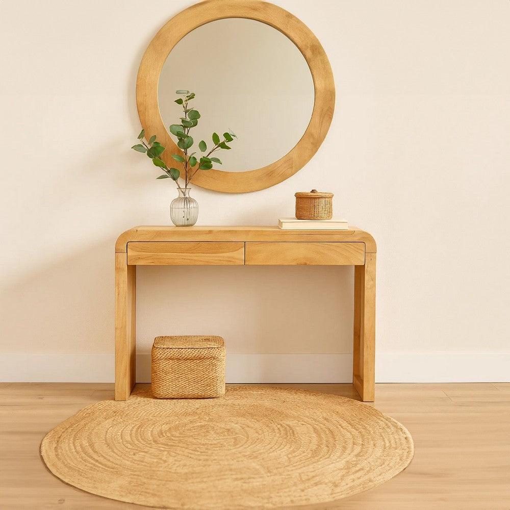 Arlow Console Table | 43" Wide Top | Handcrafted Natural Brown Acacia Wood | Dual Drawer Storage By The Urban Port