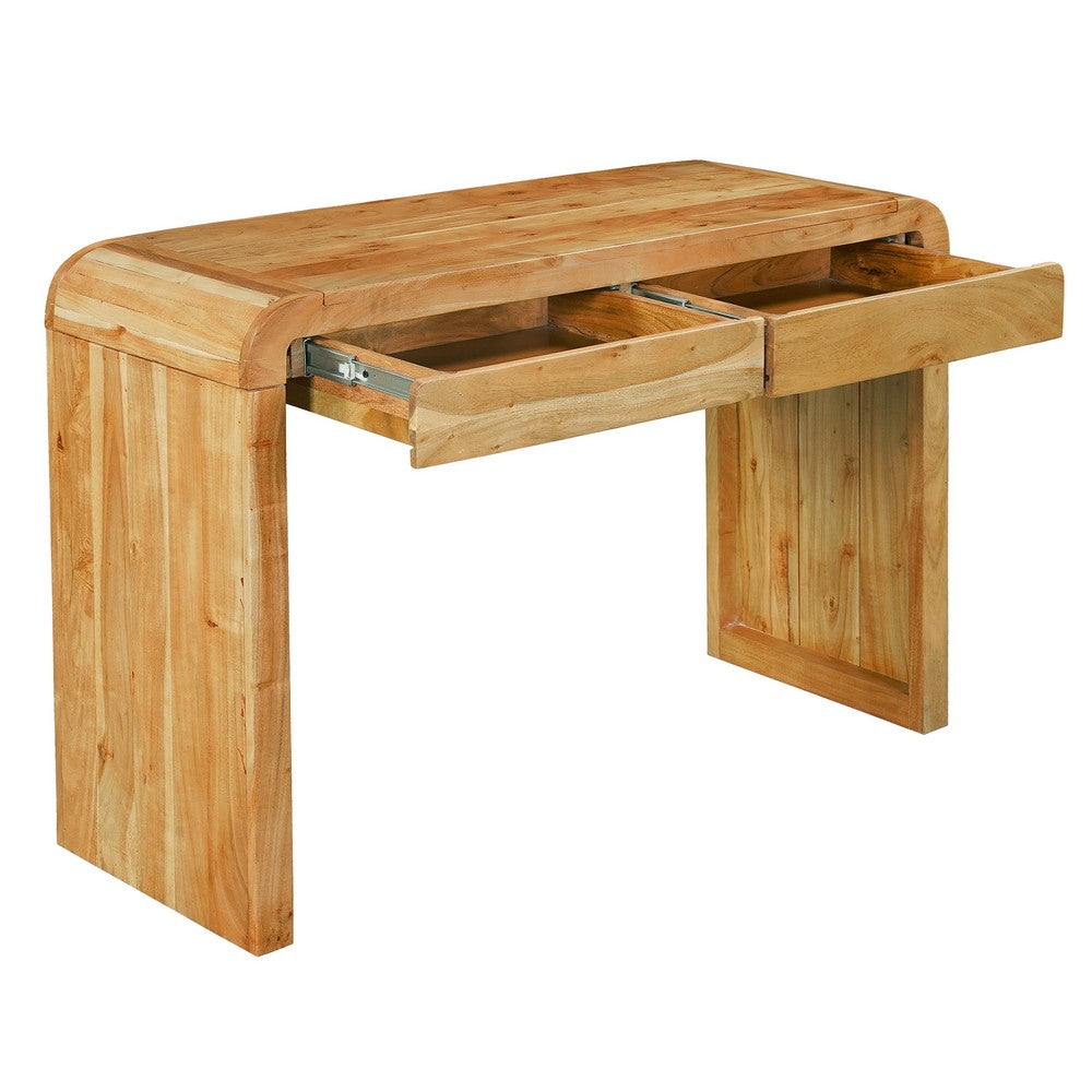 Arlow Console Table | 43" Wide Top | Handcrafted Natural Brown Acacia Wood | Dual Drawer Storage By The Urban Port