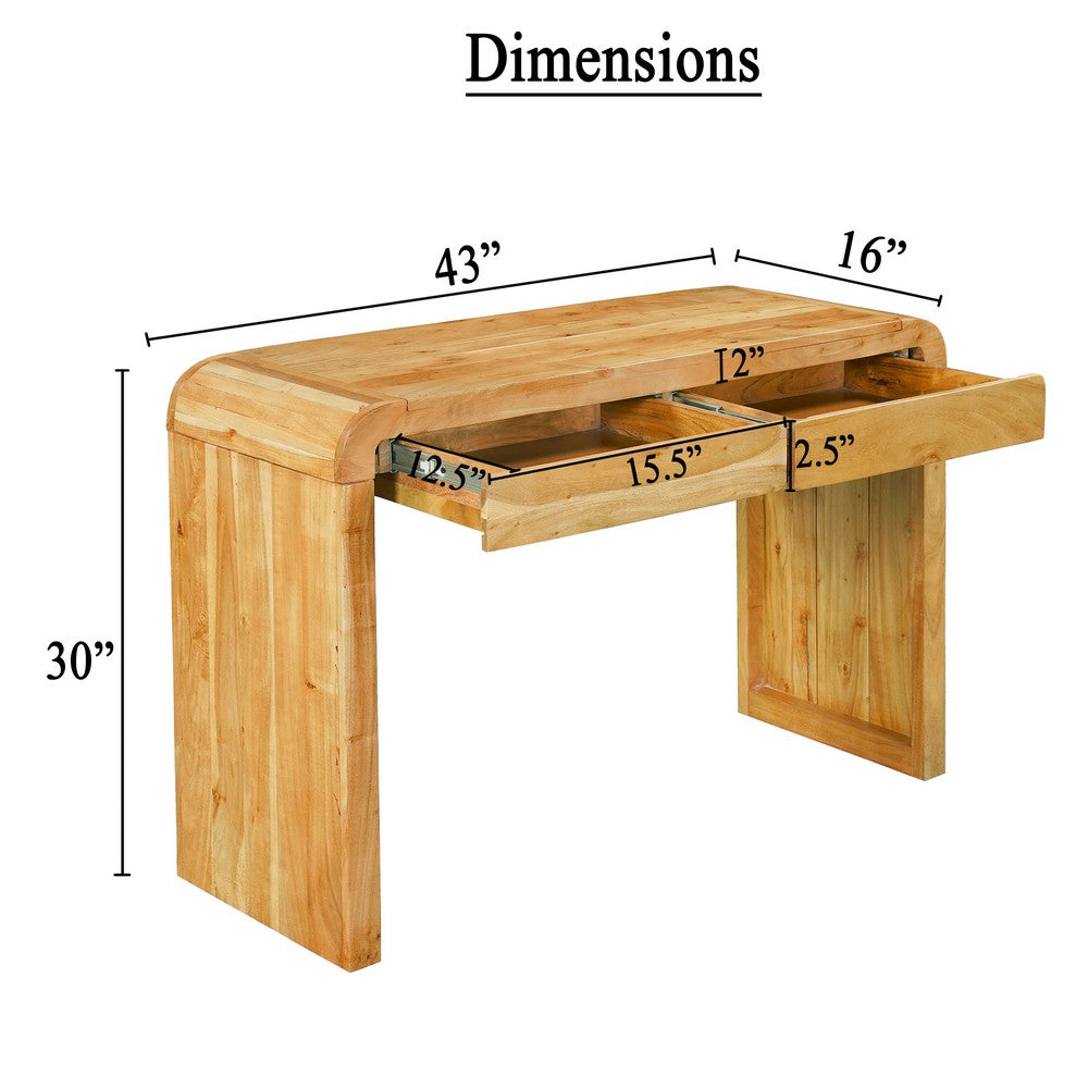 Arlow Console Table | 43" Wide Top | Handcrafted Natural Brown Acacia Wood | Dual Drawer Storage By The Urban Port