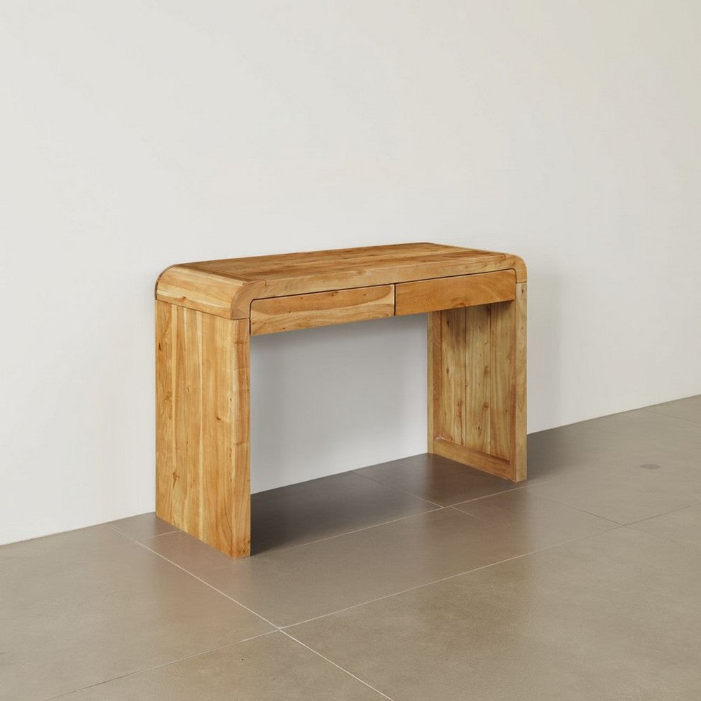 Arlow Console Table | 43" Wide Top | Handcrafted Natural Brown Acacia Wood | Dual Drawer Storage By The Urban Port