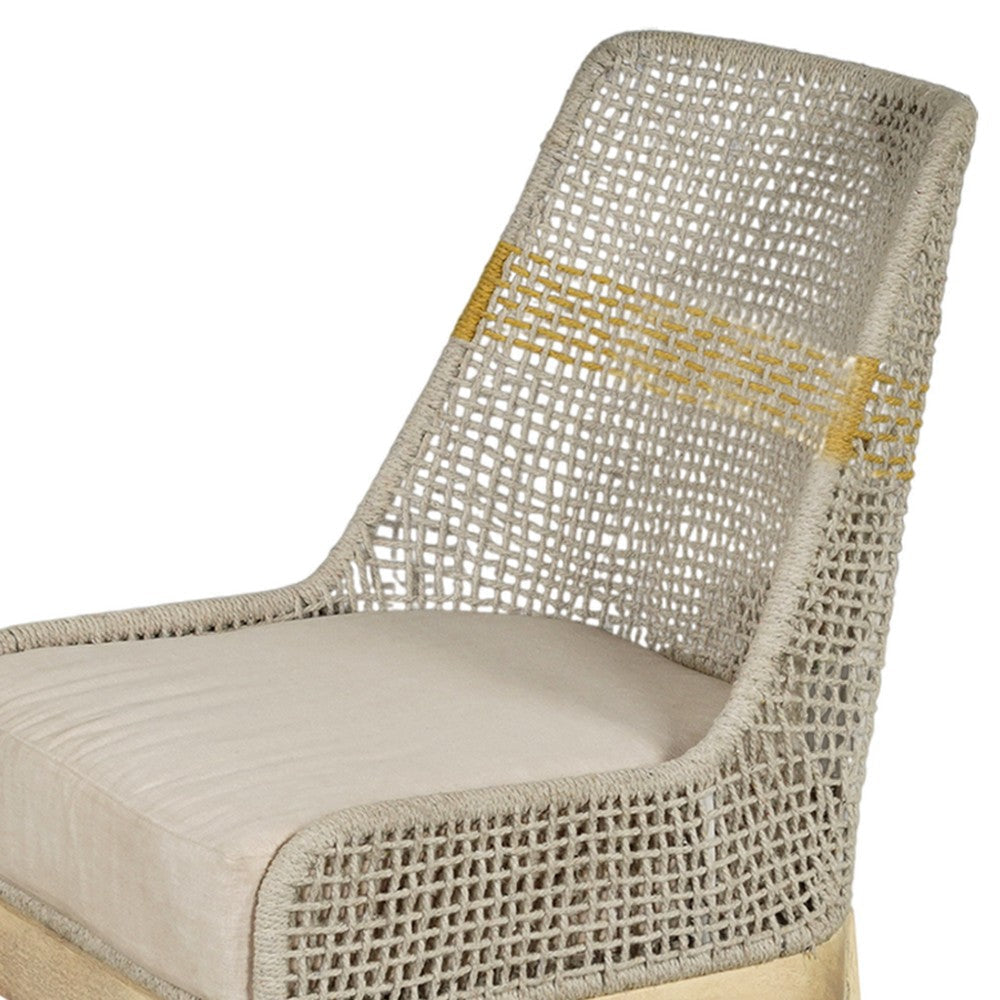 Avira Dining Chair | Handcrafted Mango Wood | Cotton Rope Weaving | Beige Cushion By The Urban Port